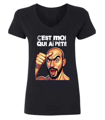 T-shirt femme col en V C'est moi qui ai pété - L'usine à délire