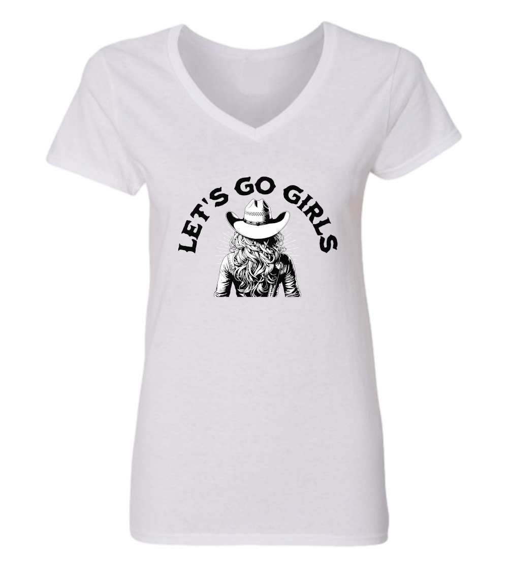 T-shirt femme col en V Let's go girls - L'usine à délire