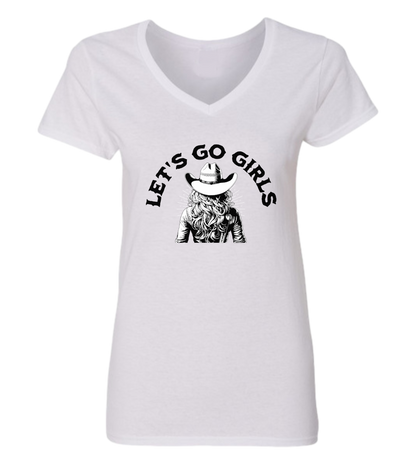 T-shirt femme col en V Let's go girls - L'usine à délire