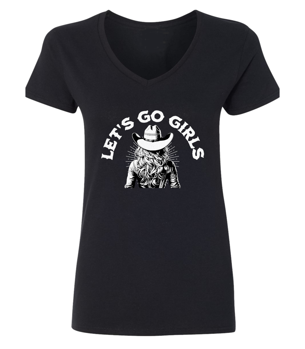 T-shirt femme col en V Let's go girls - L'usine à délire