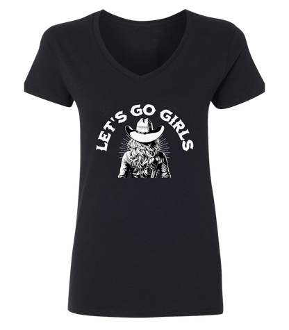 T-shirt femme col en V Let's go girls - L'usine à délire