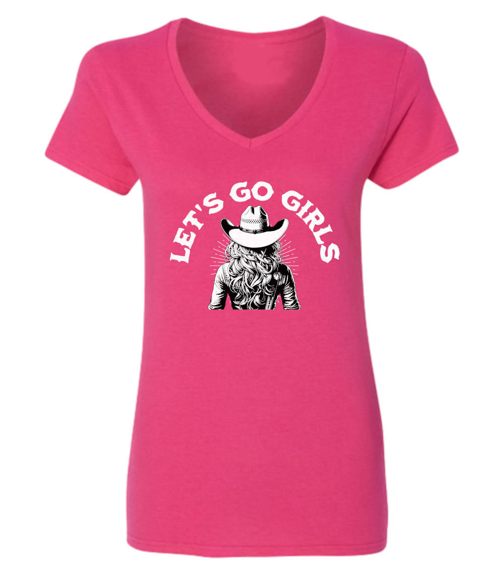 T-shirt femme col en V Let's go girls - L'usine à délire