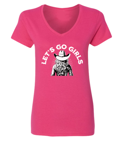 T-shirt femme col en V Let's go girls - L'usine à délire