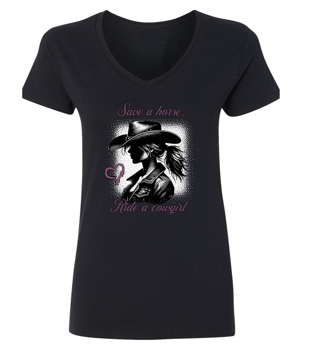 T-shirt femme col en V Save a horse - L'usine à délire