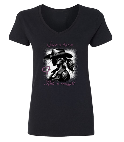 T-shirt femme col en V Save a horse - L'usine à délire
