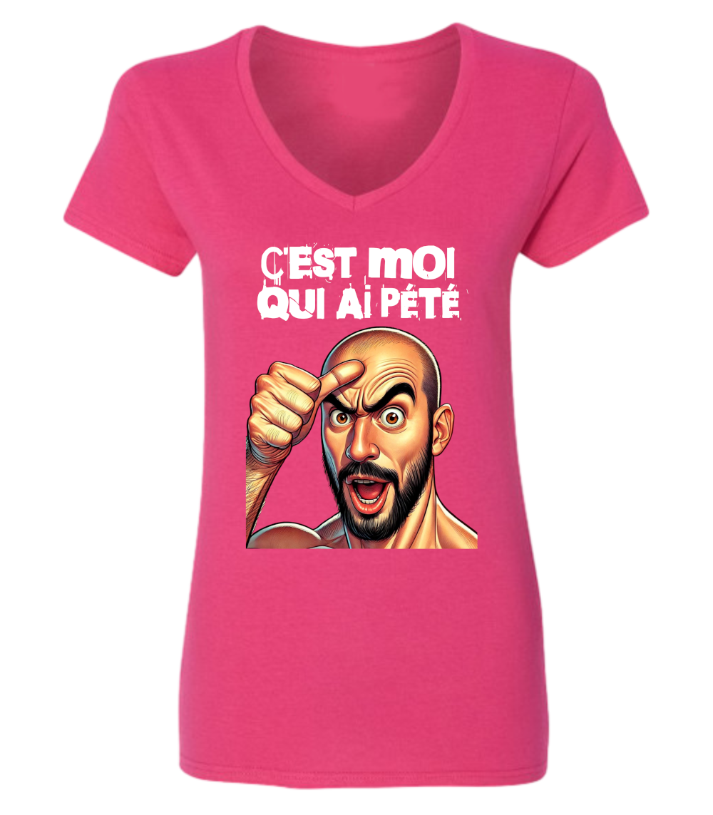 T-shirt femme col en V C'est moi qui ai pété - L'usine à délire