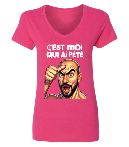 T-shirt femme col en V C'est moi qui ai pété - L'usine à délire